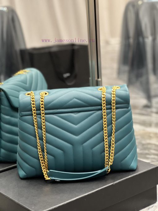 Yves Saint Laurent Bags ▪ 𝑳𝑶𝑼𝑳𝑶𝑼 ▪ New colorPine green with gold buckle_The latest upgraded version of LOULOU Mediu s30108fy - Image 7