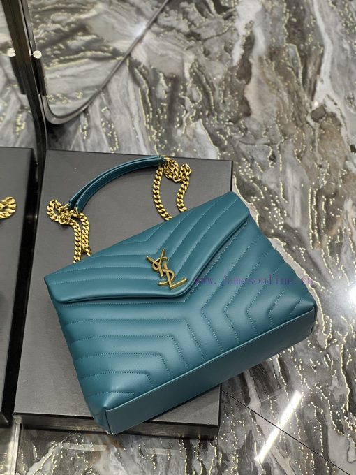 Yves Saint Laurent Bags ▪ 𝑳𝑶𝑼𝑳𝑶𝑼 ▪ New colorPine green with gold buckle_The latest upgraded version of LOULOU Mediu s30108fy - Image 8