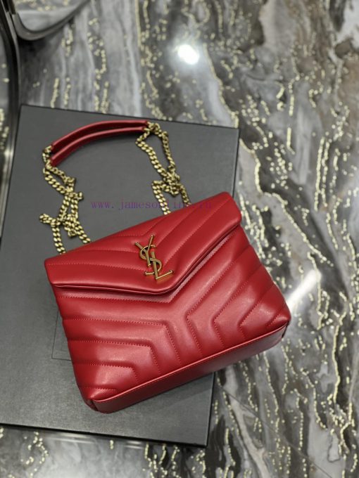 Yves Saint Laurent Bags ▪ 𝑳𝑶𝑼𝑳𝑶𝑼  ▪  New colorRed gold buckle_The latest upgraded version of LOULOU small, imported vrs4sjnd - Image 8