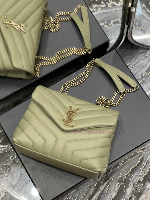 Yves Saint Laurent Bags ▪ 𝑳𝑶𝑼𝑳𝑶𝑼  ▪  New colorAvocado Green Gold Button_The latest upgraded version of LOULOU small 7vs6qa11 - Image 8