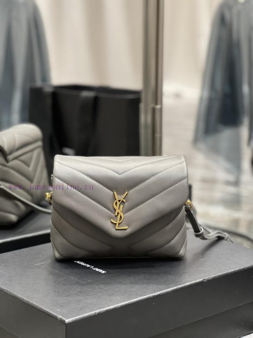 Yves Saint Laurent Bags ▪ 𝑳𝑶𝑼𝑳𝑶𝑼 𝑴𝑰𝑵𝑰 ▪ New colorGrey gold buckle_Imported Italian original calf leather, with a co b167oll3