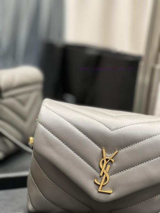 Yves Saint Laurent Bags ▪ 𝑳𝑶𝑼𝑳𝑶𝑼 𝑴𝑰𝑵𝑰 ▪ New colorGrey gold buckle_Imported Italian original calf leather, with a co b167oll3 - Image 5