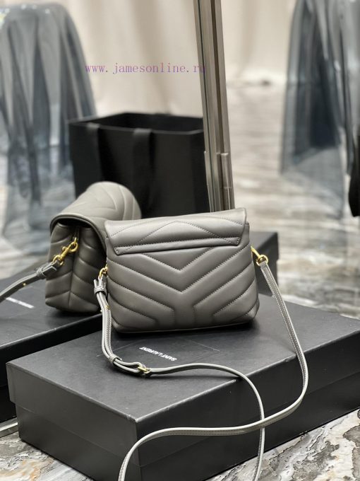 Yves Saint Laurent Bags ▪ 𝑳𝑶𝑼𝑳𝑶𝑼 𝑴𝑰𝑵𝑰 ▪ New colorGrey gold buckle_Imported Italian original calf leather, with a co b167oll3 - Image 7