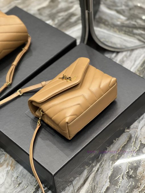 Yves Saint Laurent Bags ▪ 𝑳𝑶𝑼𝑳𝑶𝑼 𝑴𝑰𝑵𝑰 ▪ New colorCaramel colored gold buckle_Imported Italian original calf leather lfgb9bhm - Image 8