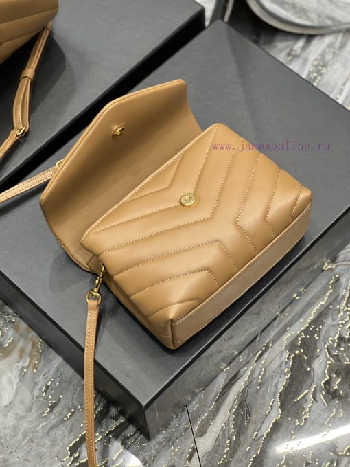 Yves Saint Laurent Bags ▪ 𝑳𝑶𝑼𝑳𝑶𝑼 𝑴𝑰𝑵𝑰 ▪ New colorCaramel colored gold buckle_Imported Italian original calf leather lfgb9bhm - Image 9