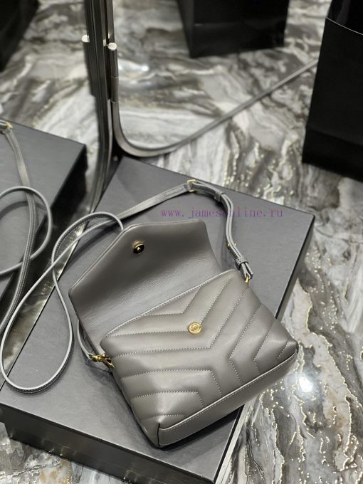 Yves Saint Laurent Bags ▪ 𝑳𝑶𝑼𝑳𝑶𝑼 𝑴𝑰𝑵𝑰 ▪ New colorGrey gold buckle_Imported Italian original calf leather, with a co b167oll3 - Image 9