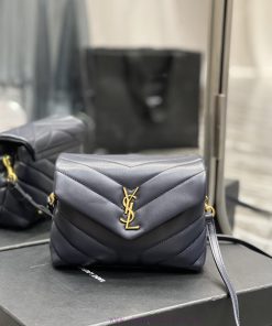 Yves Saint Laurent Bags ▪ 𝑳𝑶𝑼𝑳𝑶𝑼 𝑴𝑰𝑵𝑰 ▪ New colorTreasure blue gold buckle_Imported Italian original calf leather, 6qr9gt93