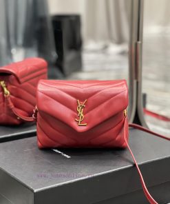 Yves Saint Laurent Bags ▪ 𝑳𝑶𝑼𝑳𝑶𝑼 𝑴𝑰𝑵𝑰 ▪ New colorRed gold buckle_Imported Italian original calf leather, with a com ynvvk3gs
