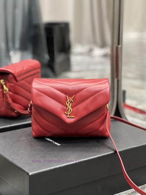 Yves Saint Laurent Bags ▪ 𝑳𝑶𝑼𝑳𝑶𝑼 𝑴𝑰𝑵𝑰 ▪ New colorRed gold buckle_Imported Italian original calf leather, with a com ynvvk3gs