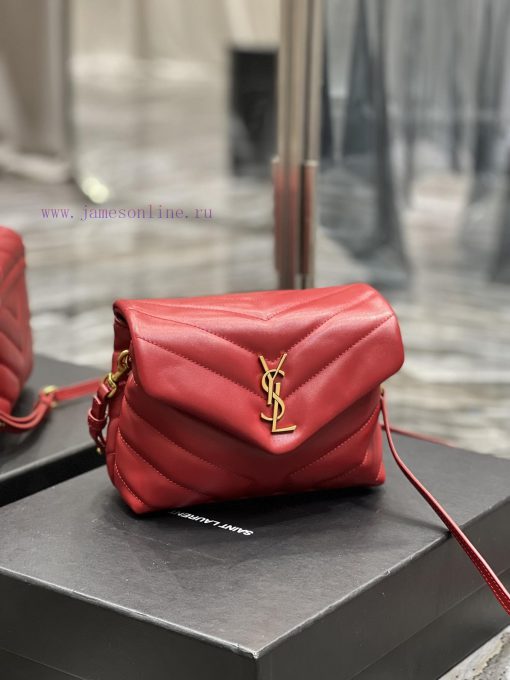 Yves Saint Laurent Bags ▪ 𝑳𝑶𝑼𝑳𝑶𝑼 𝑴𝑰𝑵𝑰 ▪ New colorRed gold buckle_Imported Italian original calf leather, with a com ynvvk3gs - Image 3