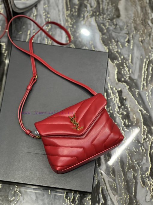 Yves Saint Laurent Bags ▪ 𝑳𝑶𝑼𝑳𝑶𝑼 𝑴𝑰𝑵𝑰 ▪ New colorRed gold buckle_Imported Italian original calf leather, with a com ynvvk3gs - Image 8
