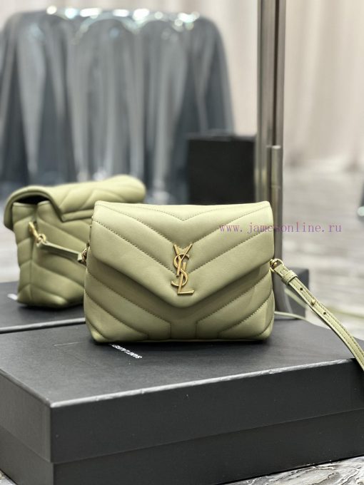 Yves Saint Laurent Bags ▪ 𝑳𝑶𝑼𝑳𝑶𝑼 𝑴𝑰𝑵𝑰 ▪ New colorAvocado Green Gold Button_Imported Italian original calf leather, n5vh315p - Image 2