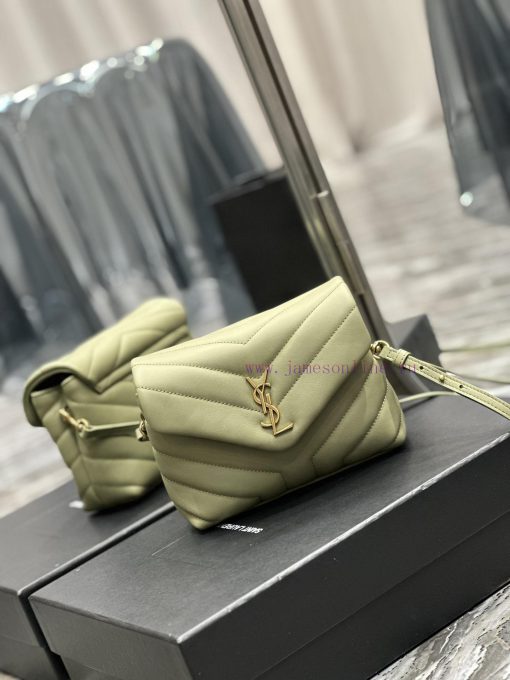 Yves Saint Laurent Bags ▪ 𝑳𝑶𝑼𝑳𝑶𝑼 𝑴𝑰𝑵𝑰 ▪ New colorAvocado Green Gold Button_Imported Italian original calf leather, n5vh315p - Image 3