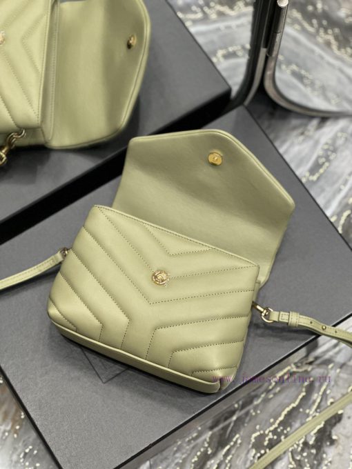 Yves Saint Laurent Bags ▪ 𝑳𝑶𝑼𝑳𝑶𝑼 𝑴𝑰𝑵𝑰 ▪ New colorAvocado Green Gold Button_Imported Italian original calf leather, n5vh315p - Image 9