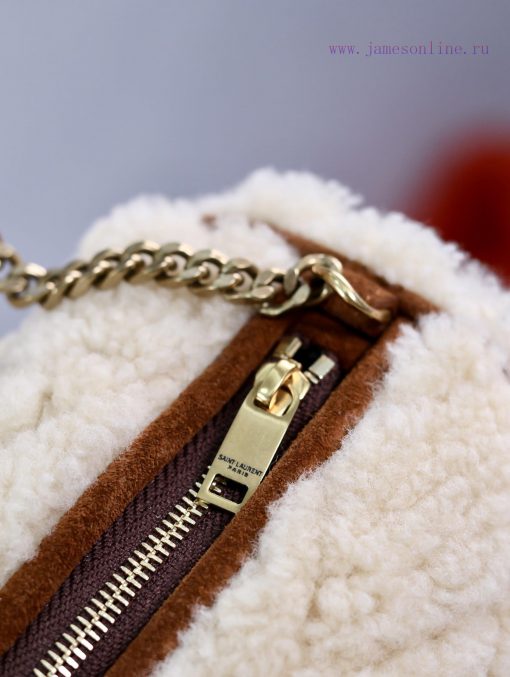 Yves Saint Laurent Bags SADE_ Lamb wool with frosted leather gold buckle🧚 Little fairies must buy this cylindrical b xgttrhgu - Image 7