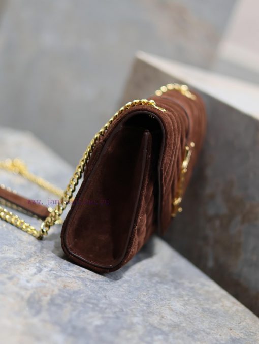 Yves Saint Laurent Bags NEW Brown Gold Button MatteEnvelope Matte SeriesSmall envelope bag, V-shaped diamond pattern 8tqi1gt4 - Image 6