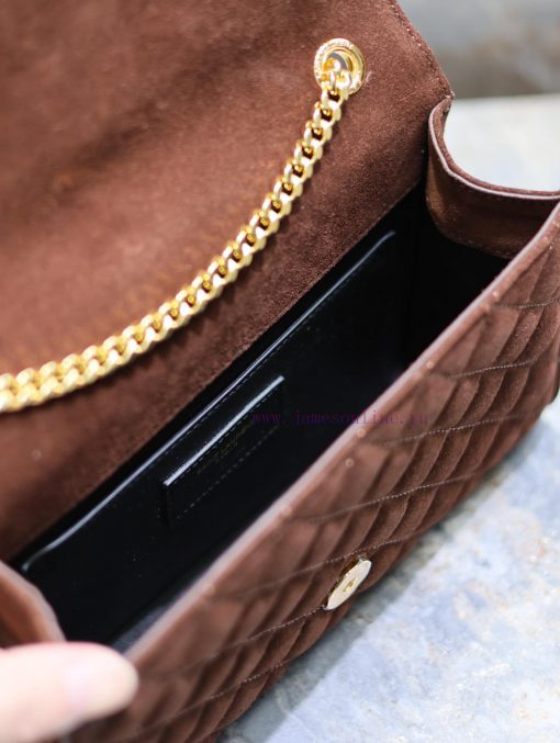 Yves Saint Laurent Bags NEW Brown Gold Button MatteEnvelope Matte SeriesSmall envelope bag, V-shaped diamond pattern 8tqi1gt4 - Image 10