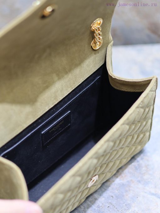Yves Saint Laurent Bags NEW military green gold buckle frostedENVELOPE Matte SeriesMedium envelope bag, V-shaped dia 5mkt0jo4 - Image 10