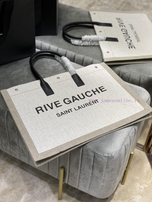 Yves Saint Laurent Bags Rive Gauche Tote Bag, Left Bank Shopping Bag ️, from custom linen fabric to silk screen prin de9588kc - Image 4