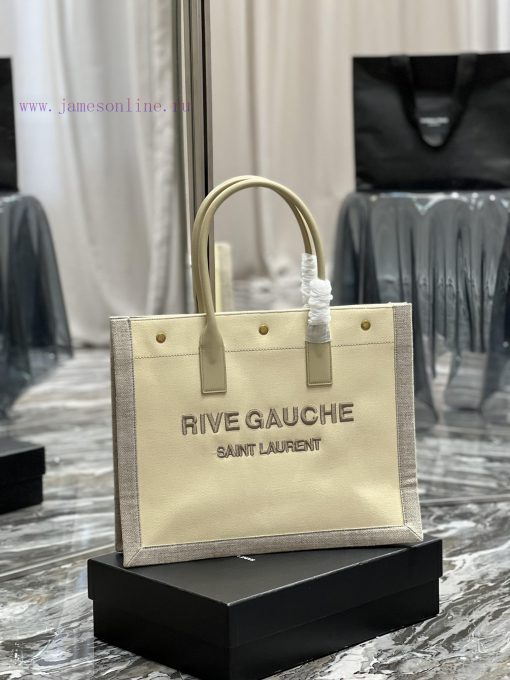Yves Saint Laurent Bags Rive Gauche Tote Bag, Left Bank Shopping Bag ️, from custom linen fabric to embroidery craft kgon37ev - Image 3