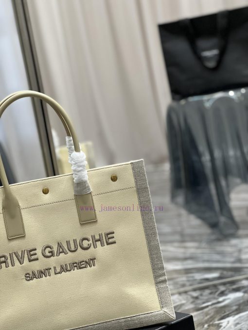 Yves Saint Laurent Bags Rive Gauche Tote Bag, Left Bank Shopping Bag ️, from custom linen fabric to embroidery craft kgon37ev - Image 4