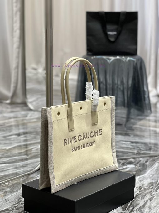 Yves Saint Laurent Bags Rive Gauche Tote Bag, Left Bank Shopping Bag ️, from custom linen fabric to embroidery craft kgon37ev - Image 5