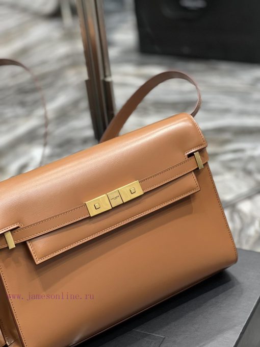 Yves Saint Laurent Bags 𝑴𝒂𝒏𝒉𝒂𝒕𝒕𝒂𝒏 caramel color_The latest revision of the Manhattan baguette bag features a full le nkfokr07 - Image 4