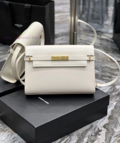 Yves Saint Laurent Bags 𝑴𝒂𝒏𝒉𝒂𝒕𝒕𝒖𝒏 Milk white_The latest revision of the Manhattan baguette bag features a full leath g3ejmarw