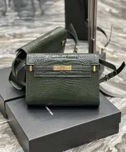 Yves Saint Laurent Bags Black green crocodile patterned cowhide_𝑴𝒂𝒏𝒉𝒂𝒕𝒕𝒂𝒏 Manhattan's latest bag style flip Manhatta cb6jjkoy