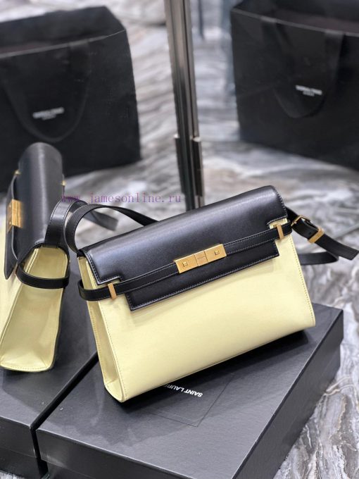 Yves Saint Laurent Bags Black patchwork beige gold buckle_Manhattan_ Flip Manhattan baguette bag, replacing the clas 8hkoxh8s - Image 3