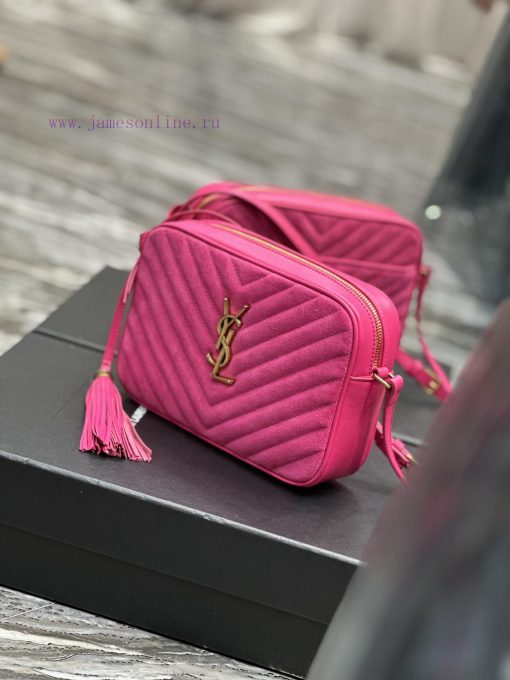 Yves Saint Laurent Bags NewLou Camera Bag _ Rose Red Matte with CowhideTop level imported Italian cowhide camera bag nqc06mt5 - Image 4