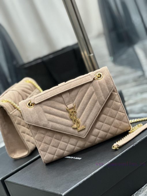 Yves Saint Laurent Bags NEW deep apricot color with gold buckle frosted finish𝑬𝑵𝑽𝑬𝑳𝑶𝑷𝑬 _ Matte SeriesMedium envelope 1bwpyxcv - Image 3