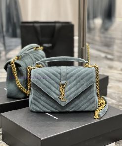 Yves Saint Laurent Bags 𝑴𝒐𝒏𝒐𝒈𝒓𝒂𝒎 𝒄𝒐𝒍𝒍𝒆𝒈𝒆 Green frosted leather_Wannian postman bag, hot and explosive 24cm, street ey8599iq
