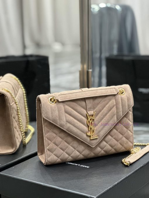 Yves Saint Laurent Bags NEW deep apricot color with gold buckle frosted finish𝑬𝑵𝑽𝑬𝑳𝑶𝑷𝑬 _ Matte SeriesMedium envelope 1bwpyxcv - Image 4