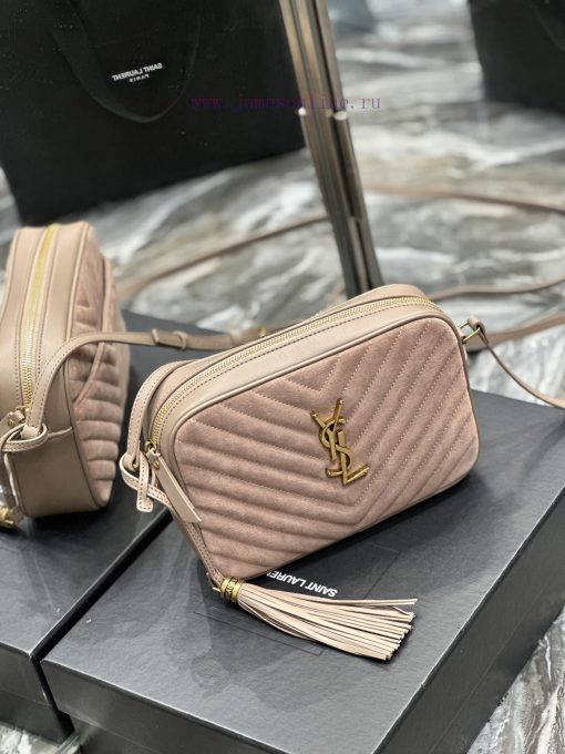 Yves Saint Laurent Bags NewLou Camera Bag _ Bare Pink Matte with CowhideTop level imported Italian cowhide camera ba v4q07uth - Image 7