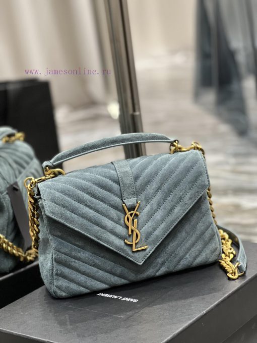 Yves Saint Laurent Bags 𝑴𝒐𝒏𝒐𝒈𝒓𝒂𝒎 𝒄𝒐𝒍𝒍𝒆𝒈𝒆 Green frosted leather_Wannian postman bag, hot and explosive 24cm, street ey8599iq - Image 3