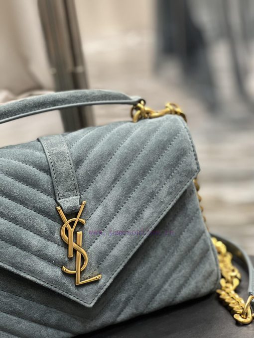 Yves Saint Laurent Bags 𝑴𝒐𝒏𝒐𝒈𝒓𝒂𝒎 𝒄𝒐𝒍𝒍𝒆𝒈𝒆 Green frosted leather_Wannian postman bag, hot and explosive 24cm, street ey8599iq - Image 4