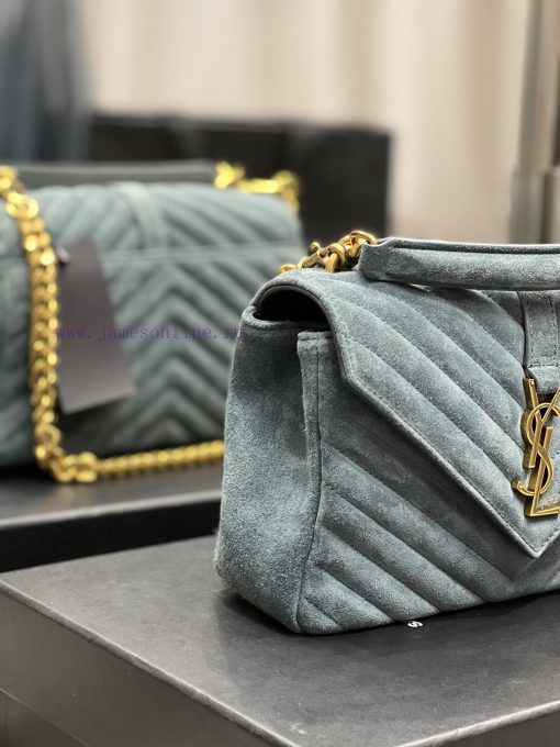 Yves Saint Laurent Bags 𝑴𝒐𝒏𝒐𝒈𝒓𝒂𝒎 𝒄𝒐𝒍𝒍𝒆𝒈𝒆 Green frosted leather_Wannian postman bag, hot and explosive 24cm, street ey8599iq - Image 5