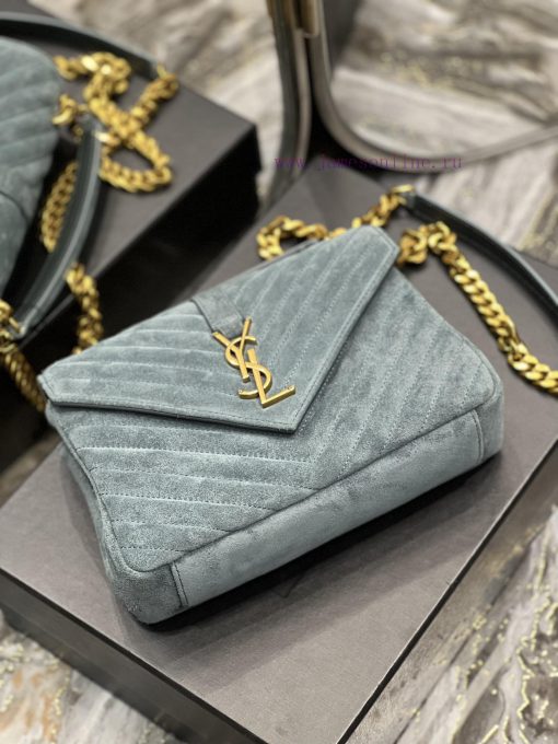Yves Saint Laurent Bags 𝑴𝒐𝒏𝒐𝒈𝒓𝒂𝒎 𝒄𝒐𝒍𝒍𝒆𝒈𝒆 Green frosted leather_Wannian postman bag, hot and explosive 24cm, street ey8599iq - Image 7
