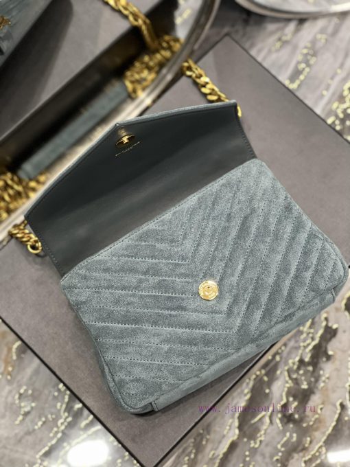 Yves Saint Laurent Bags 𝑴𝒐𝒏𝒐𝒈𝒓𝒂𝒎 𝒄𝒐𝒍𝒍𝒆𝒈𝒆 Green frosted leather_Wannian postman bag, hot and explosive 24cm, street ey8599iq - Image 8