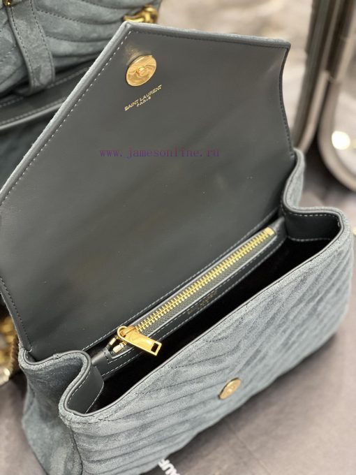Yves Saint Laurent Bags 𝑴𝒐𝒏𝒐𝒈𝒓𝒂𝒎 𝒄𝒐𝒍𝒍𝒆𝒈𝒆 Green frosted leather_Wannian postman bag, hot and explosive 24cm, street ey8599iq - Image 9