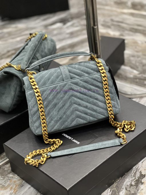 Yves Saint Laurent Bags 𝑴𝒐𝒏𝒐𝒈𝒓𝒂𝒎 𝒄𝒐𝒍𝒍𝒆𝒈𝒆 Green frosted leather_Wannian postman bag, hot and explosive 24cm, street ey8599iq - Image 10