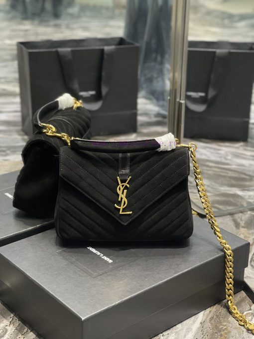 Yves Saint Laurent Bags 𝑴𝒐𝒏𝒐𝒈𝒓𝒂𝒎 𝒄𝒐𝒍𝒍𝒆𝒈𝒆 Black frosted leather_Wannian postman bag, hot and explosive 24cm, street bghcyx76