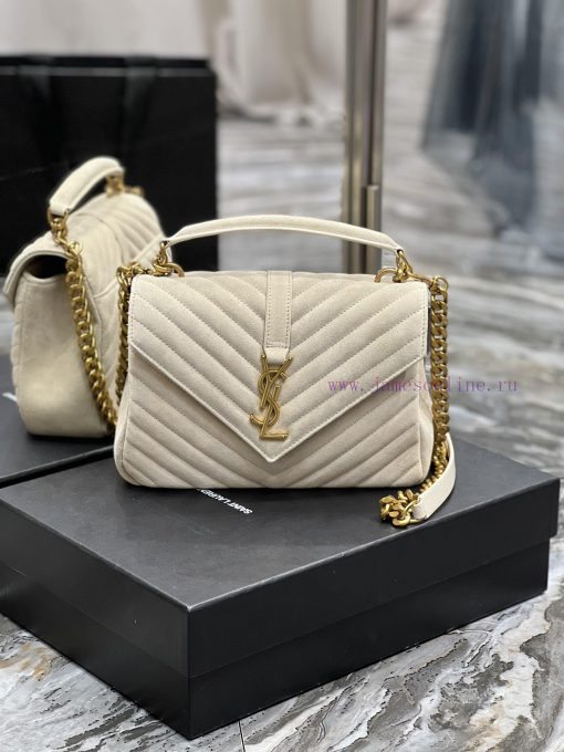 Yves Saint Laurent Bags 𝑴𝒐𝒏𝒐𝒈𝒓𝒂𝒎 𝒄𝒐𝒍𝒍𝒆𝒈𝒆 Grey white frosted leather_Wannian postman bag, hot and explosive 24cm, st bhc2gy0x - Image 2