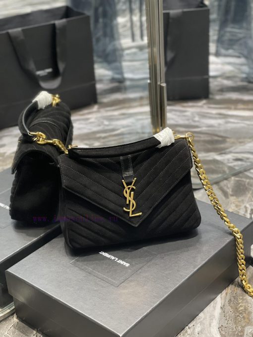 Yves Saint Laurent Bags 𝑴𝒐𝒏𝒐𝒈𝒓𝒂𝒎 𝒄𝒐𝒍𝒍𝒆𝒈𝒆 Black frosted leather_Wannian postman bag, hot and explosive 24cm, street bghcyx76 - Image 3
