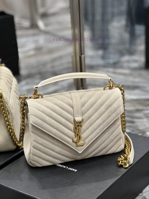 Yves Saint Laurent Bags 𝑴𝒐𝒏𝒐𝒈𝒓𝒂𝒎 𝒄𝒐𝒍𝒍𝒆𝒈𝒆 Grey white frosted leather_Wannian postman bag, hot and explosive 24cm, st bhc2gy0x - Image 3