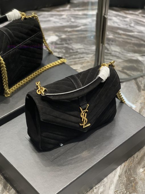 Yves Saint Laurent Bags 𝑴𝒐𝒏𝒐𝒈𝒓𝒂𝒎 𝒄𝒐𝒍𝒍𝒆𝒈𝒆 Black frosted leather_Wannian postman bag, hot and explosive 24cm, street bghcyx76 - Image 4