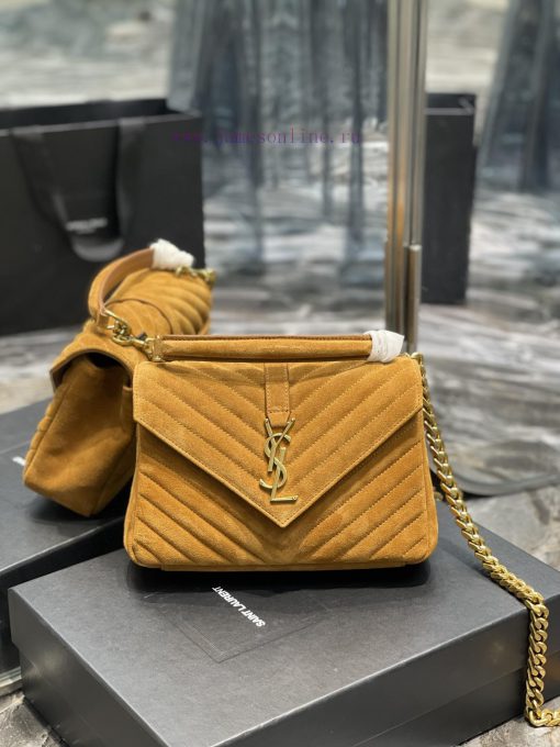 Yves Saint Laurent Bags 𝑴𝒐𝒏𝒐𝒈𝒓𝒂𝒎 𝒄𝒐𝒍𝒍𝒆𝒈𝒆 Earth yellow frosted leather_Wannian postman bag, hot and explosive 24cm, fv76f6o8 - Image 2
