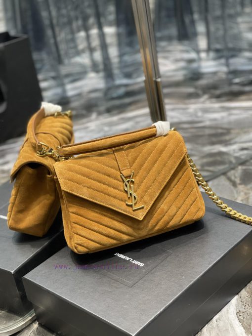 Yves Saint Laurent Bags 𝑴𝒐𝒏𝒐𝒈𝒓𝒂𝒎 𝒄𝒐𝒍𝒍𝒆𝒈𝒆 Earth yellow frosted leather_Wannian postman bag, hot and explosive 24cm, fv76f6o8 - Image 3