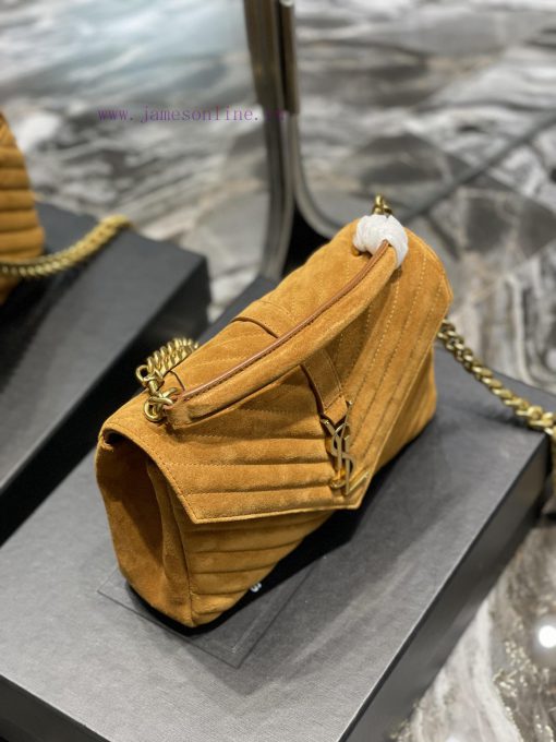 Yves Saint Laurent Bags 𝑴𝒐𝒏𝒐𝒈𝒓𝒂𝒎 𝒄𝒐𝒍𝒍𝒆𝒈𝒆 Earth yellow frosted leather_Wannian postman bag, hot and explosive 24cm, fv76f6o8 - Image 4
